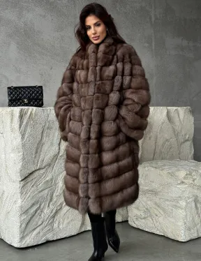 Шуба из куницы V-образный воротник - фото 7