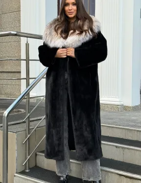 Черная норковая шуба с капюшоном из рыси - фото 4