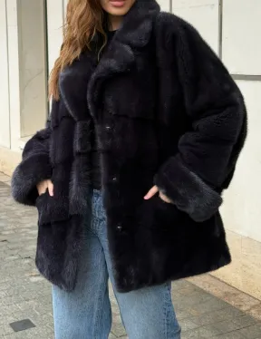 Норковый полушубок - английский воротник - фото 2