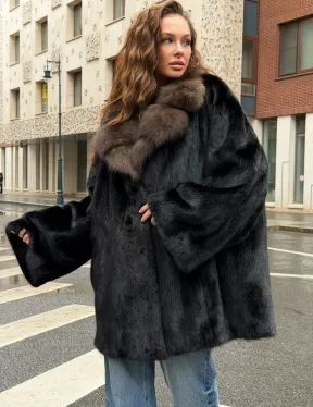 Норковая шуба - воротник куница - фото 4