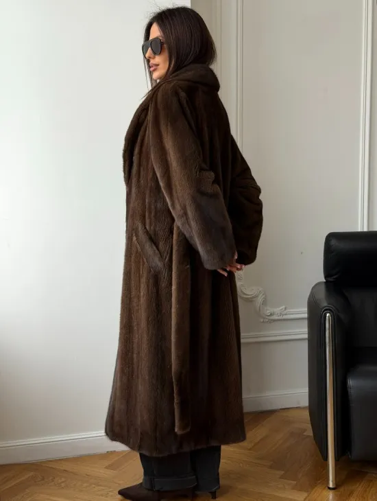 Норковое пальто - воротник шаль - фото 6