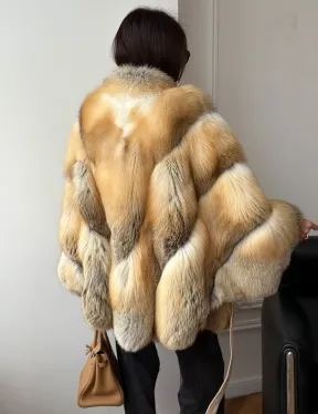 Шуба - пончо из лисы с поясом - фото 12