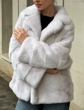 Светлый норковый полушубок - фото 3