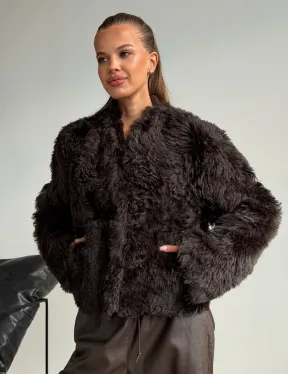 Дубленка кроп-топ из овчины калган - фото 5