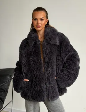 Короткая дубленка из овчины тиградо - фото 0