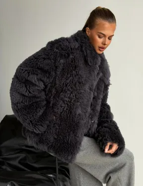 Короткая дубленка из овчины тиградо - фото 4