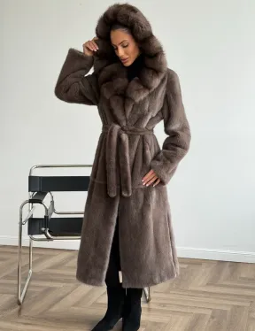 Шуба норковая длинная с капюшоном - фото 6