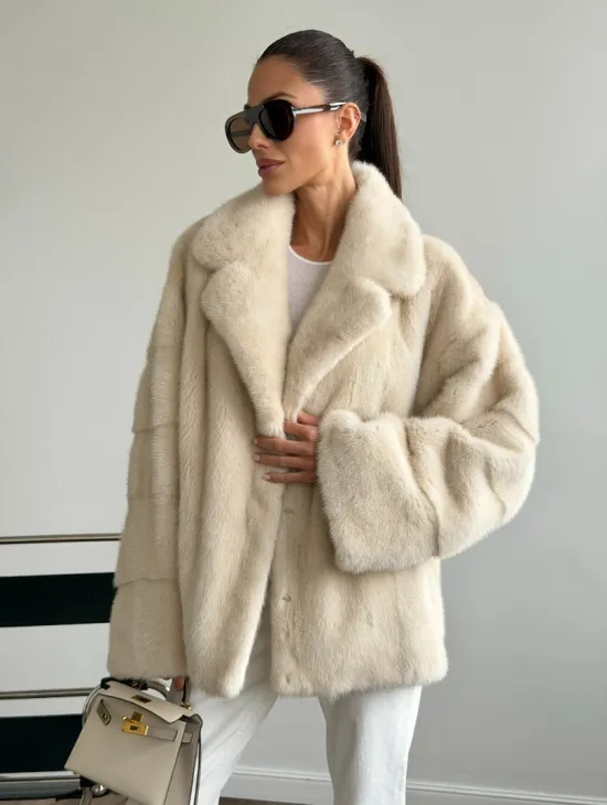 Женский норковый полушубок - фото 0