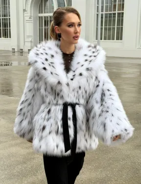 Шуба из лисьего меха под рысь с капюшоном - фото 12