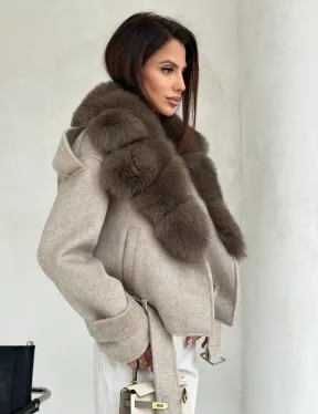 Куртка - пальто с мехом финского песца - фото 7