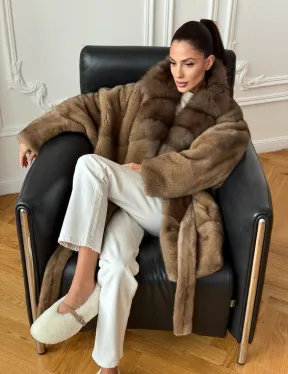 Шуба норка - воротник куница - фото 12