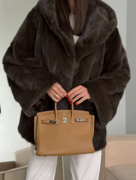 Зимняя норковая шуба с капюшоном - фото 3