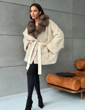 Норковая шуба - куртка с мехом куницы - фото 6