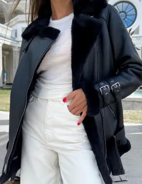 Черный авиатор из натуральной овчины - фото 1