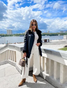 Черный авиатор из натуральной овчины - фото 4