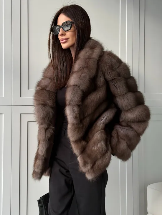 Куртка из куницы - воротник шаль - фото 8