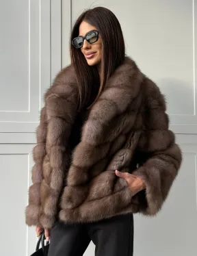 Куртка из куницы - воротник шаль - фото 10