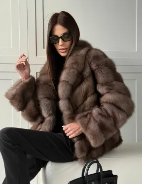 Куртка из куницы - воротник шаль - фото 17