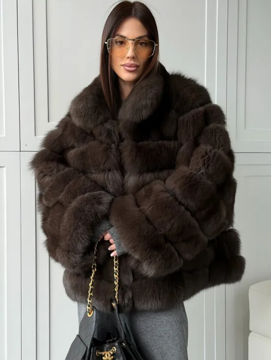 Шуба из натурального песца под соболь - фото 4