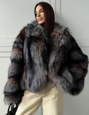 Шуба из меха блюфрост - воротник английский - фото 0