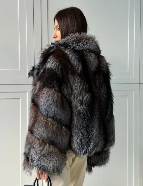 Шуба из меха блюфрост - воротник английский - фото 8