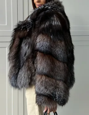 Шуба из меха блюфрост - воротник английский - фото 4