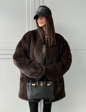 Куртка из норки с V - образным воротом - фото 12