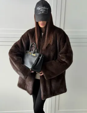 Куртка из норки с V - образным воротом - фото 5