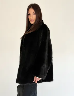 Женский норковый жакет - черный - фото 5