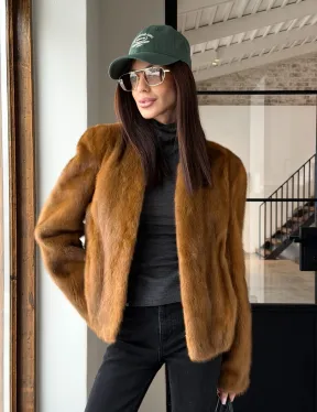 Меховой жакет из золотой норки - фото 27