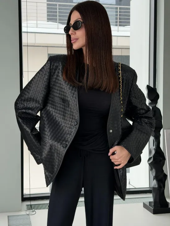 Женский пиджак из натуральной кожи - фото 5