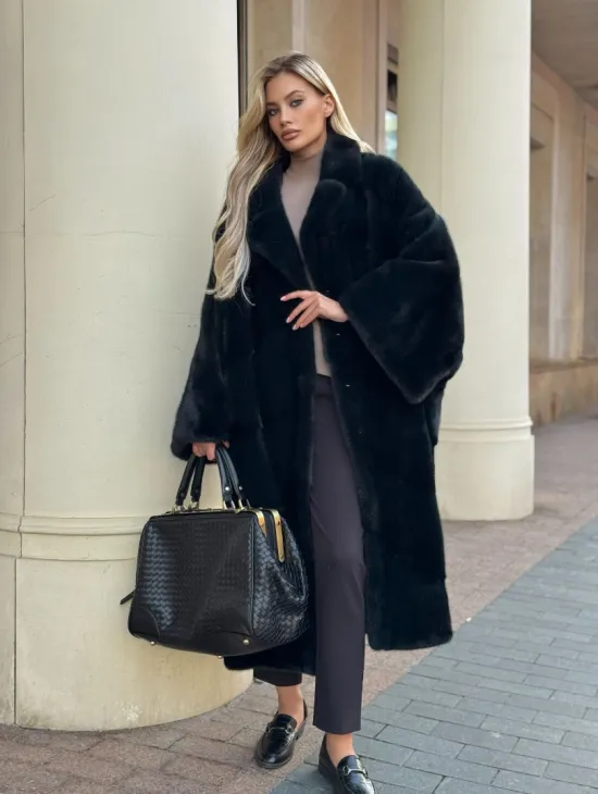 Зеленая норковая шуба - фото 5