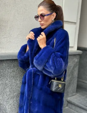 Норковая шуба - цвет электрик - фото 1