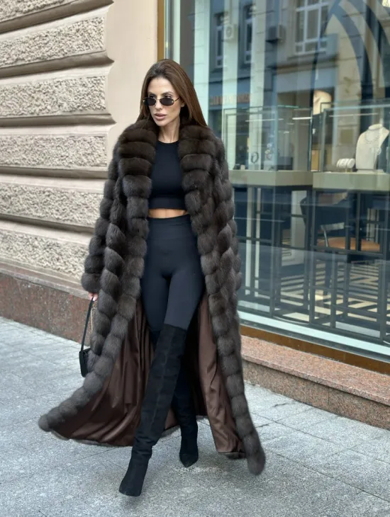 Шуба из баргузинского соболя в пол - фото 1