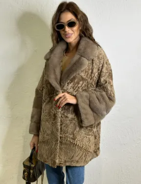 Каракуль кимоно паркет английский воротник - фото 1