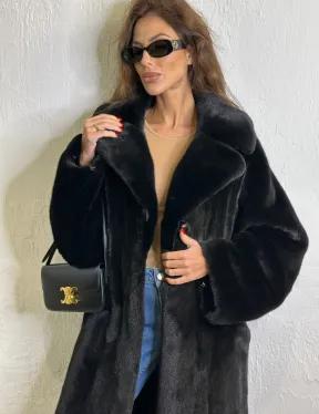 Норка BLACKGLAMA роспуск, английский воротник, кимоно - фото 3