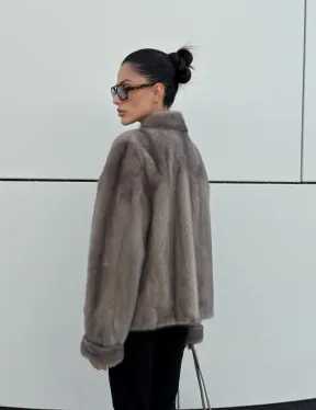 Жакет норковый в цвете сапфир - фото 11