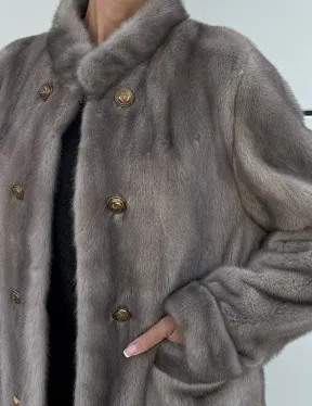 Жакет норковый в цвете сапфир - фото 1