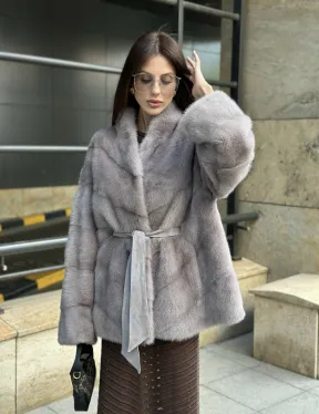 Шуба норковая дымчато-серого цвета - фото 2