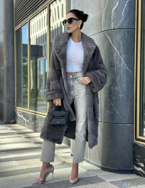 Норковая шуба в цвете сапфир - фото 10