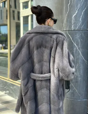 Норковая шуба в цвете сапфир - фото 2