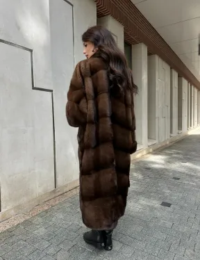 Норковая шуба NAFA соболиного натурального цвета - фото 9