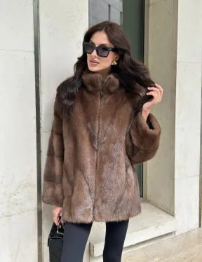 Норковая шуба в коричневом оттенке - Соболь - фото 7